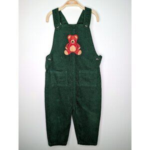 NWOT Monica + Andy Organic Corduroy Overalls Green Bear Limited Edition Size 3T
